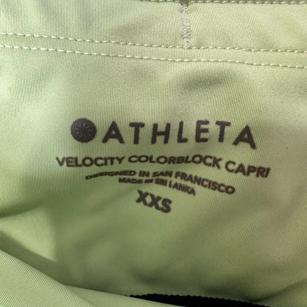 Athleta Leggings Womens XXS Blue Velocity Colorblock Capri Midrise Workout Gym - Picture 4 of 12